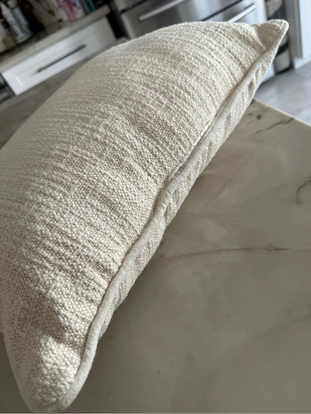 Holiday Noel Sequin Accent Pillow - Cream and silver